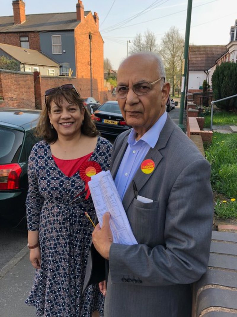 Rt Hon Valerie Vaz MP (Walsall South) campaigning with Councillor Harbans Sarohi (Pleck)